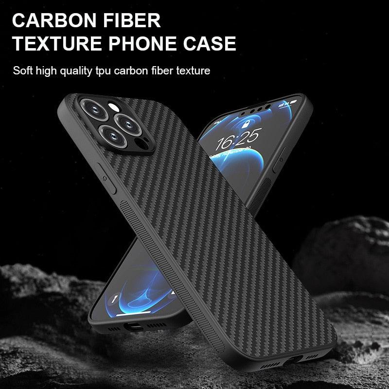 Carbon Fiber Texture Soft Silicone Case For iPhone 11 12 13 14 Pro Max Soft Tpu Cover iPhone 11Pro 12Pro 13Pro 14Pro Max Case - i-Phonecases.com