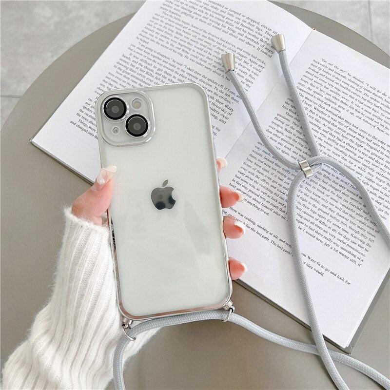 Crossbody Lanyard Camera Protector Case For iPhone 13 12 11 Pro Max XS XR X Soft Cover - i-Phonecases.com