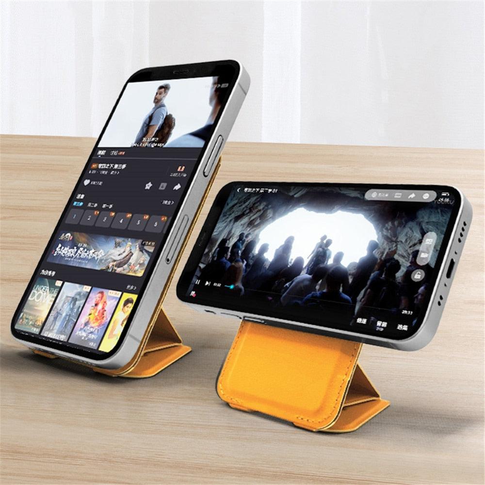 For MagSafe Wallet Stand Phone Card Holder Leather Cover Case Magnetic For iPhone 13 12 14 Pro Max Magsafe Back With Kickstand - i-Phonecases.com
