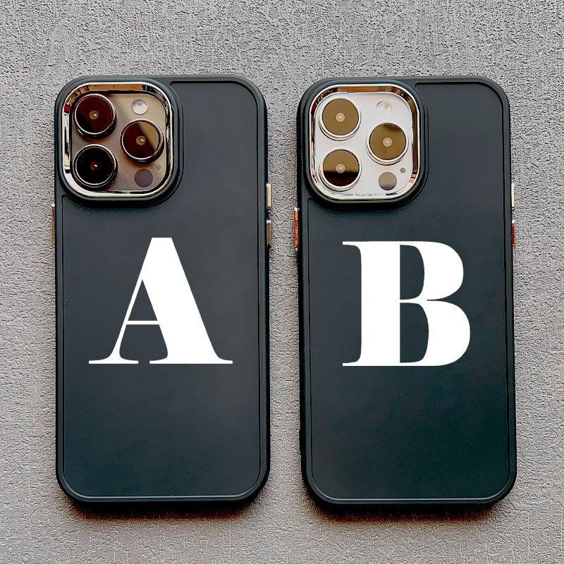 Initial Letter A Z Fashion Phone Case For iPhone 14 13 12 11 Pro Max White Boldface Letter Soft Cover - i-Phonecases.com