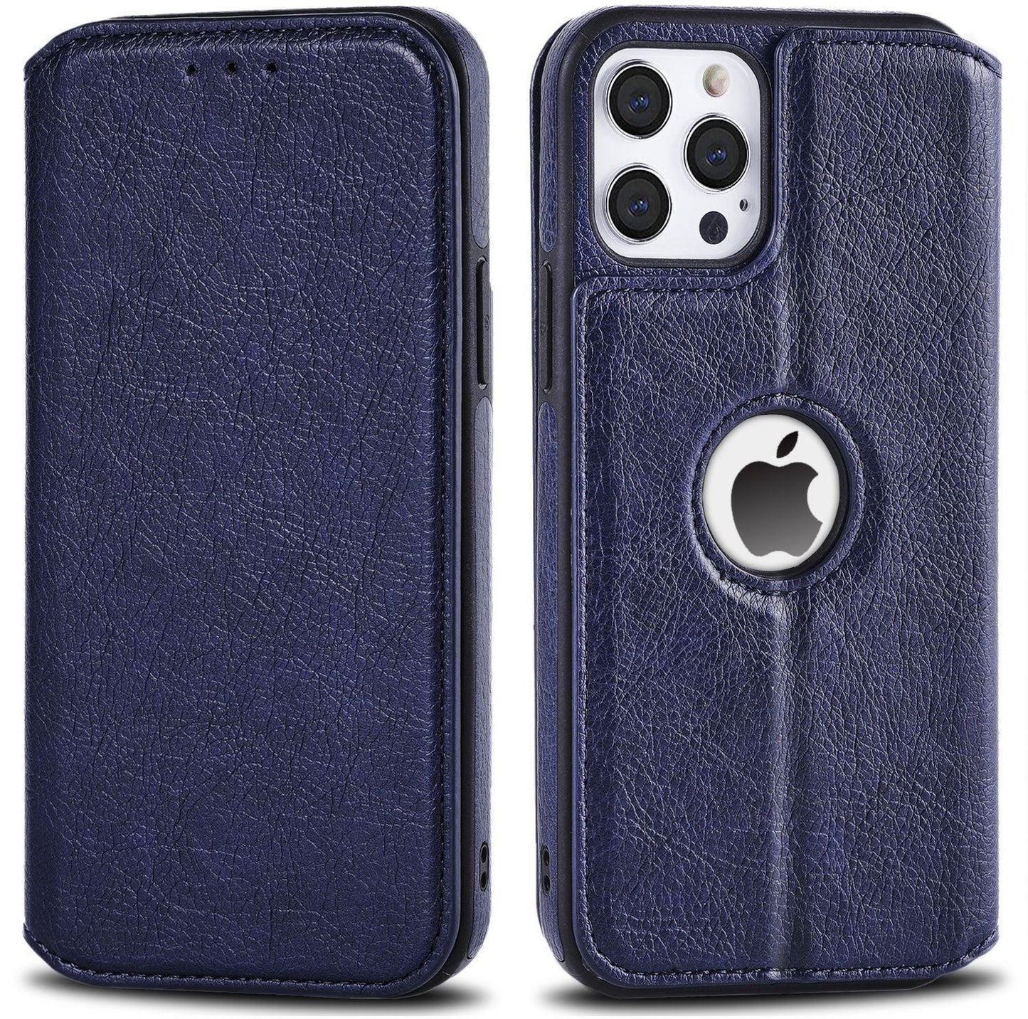 Leather Case For iPhone 14 13 12 11 Pro Max Wallet Case [RFID Blocking] Slim Magnetic Flip Cover for iPhone XR with Card Holder - i-Phonecases.com