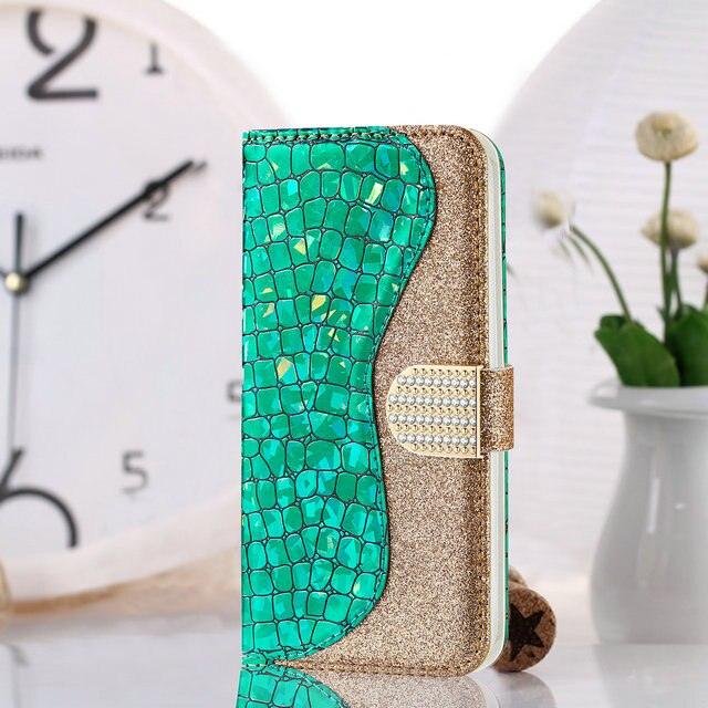 Luxury Bling Glitter Case for iPhone 11 Pro Max Case For iPhone SE 2 iPhone 12 2020 Xs Xr X 5 6 7 8 Soft PU Leather Case With Card Slots & Magnetic Clasp - i-Phonecases.com