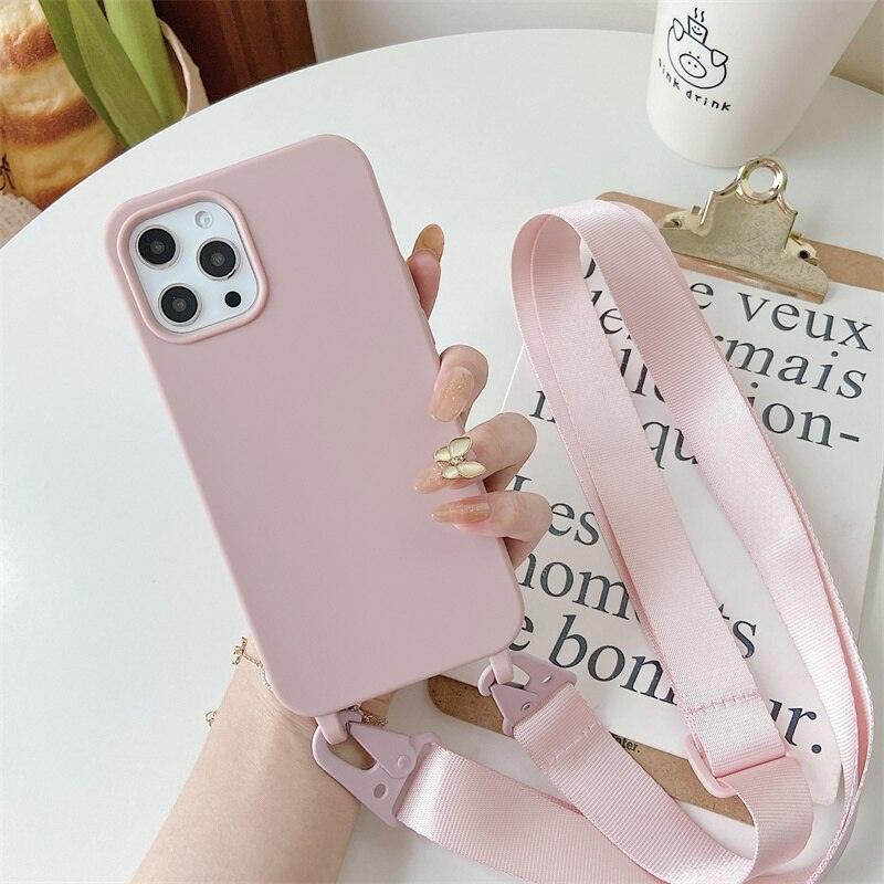 Luxury Card Holder Lanyard Silicone Phone Case For iPhone 14 13 12 11 Pro  XS Max SE XR X 8 7 Plus Ultra-thin Necklace Rope Cover