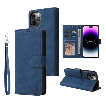 Luxury Leather Wallet Card Holder Flip Case For iPhone 14 13 12 Pro Max Plus Wrist Strap - i-Phonecases.com