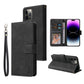 Luxury Leather Wallet Card Holder Flip Case For iPhone 14 13 12 Pro Max Plus Wrist Strap - i-Phonecases.com