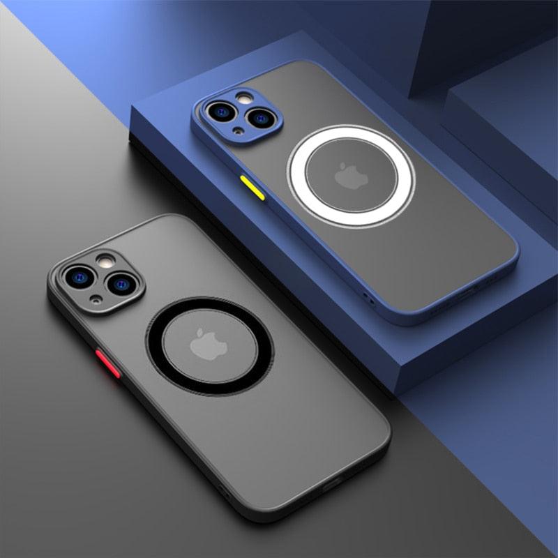 Luxury Matte Magnetic For Magsafe Wireless Charge Case For iPhone 14 13 11 12 Pro Max Mini Plus XS Max XR X Armor Cover funda - i-Phonecases.com