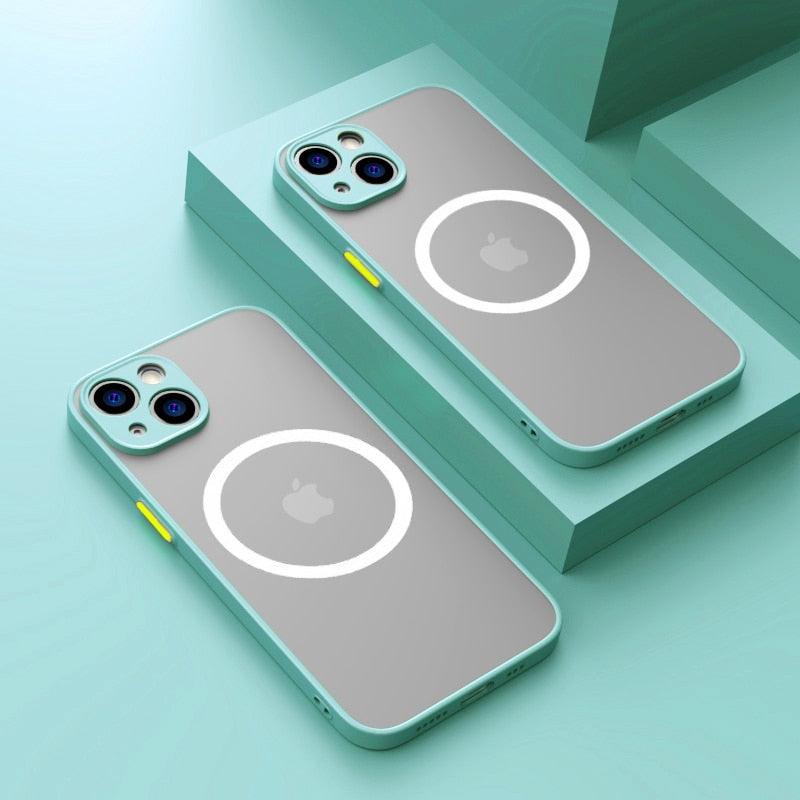 For Magsafe Case For iPhone 14 13 11 12 15 Pro Max Mini XR 8 Plus XS Max  Wireless Charging Mobile Phones Cover Shockproof Cases