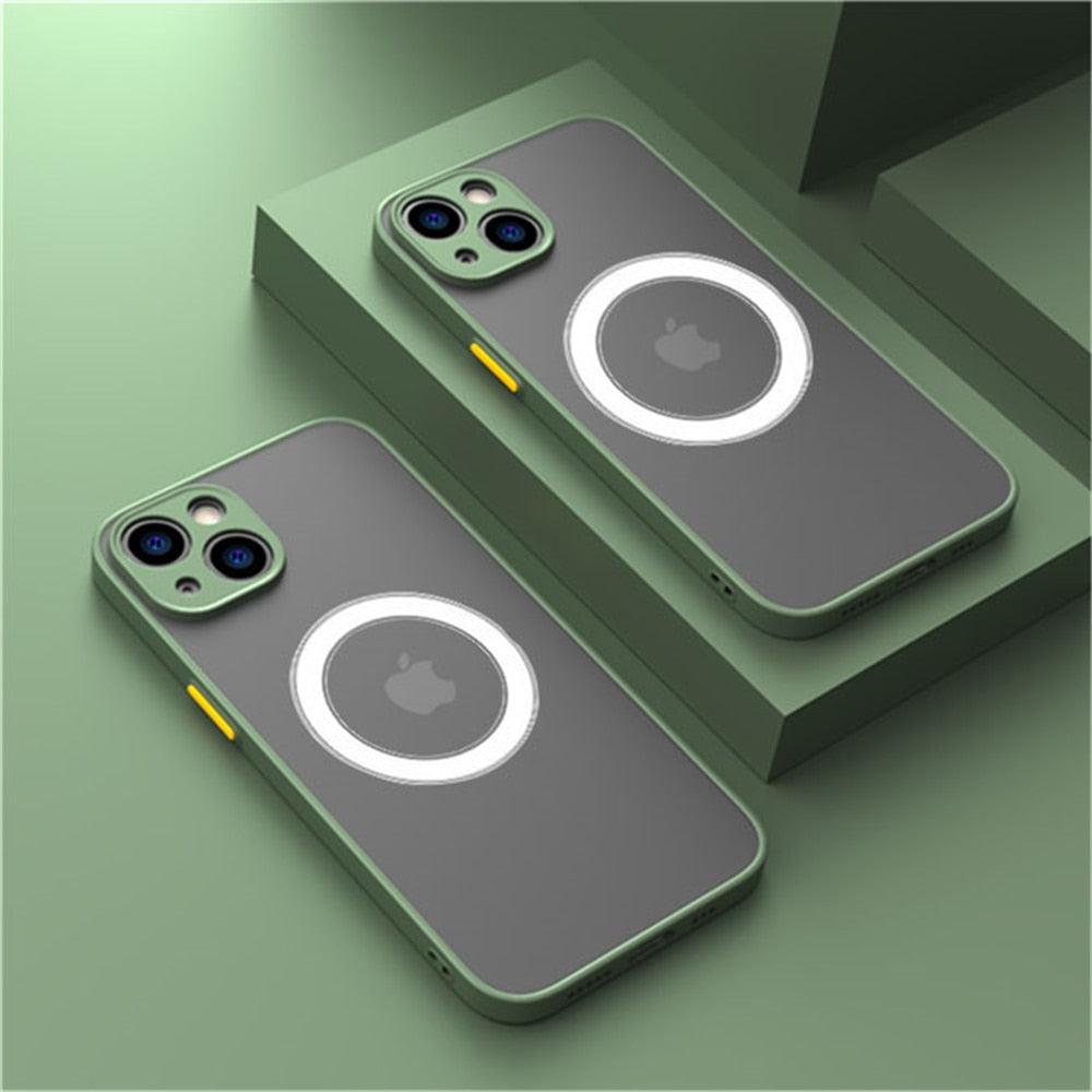 Luxury Matte Magnetic For Magsafe Wireless Charge Case For iPhone 14 13 11 12 Pro Max Mini Plus XS Max XR X Armor Cover funda - i-Phonecases.com