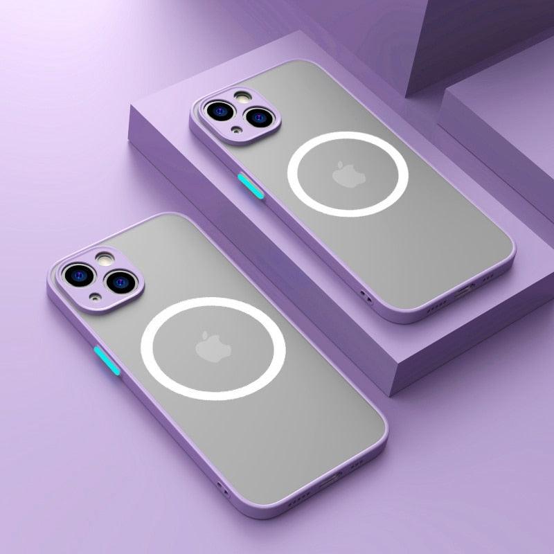 Luxury Matte Magnetic For Magsafe Wireless Charge Case For iPhone 14 13 11 12 Pro Max Mini Plus XS Max XR X Armor Cover funda - i-Phonecases.com