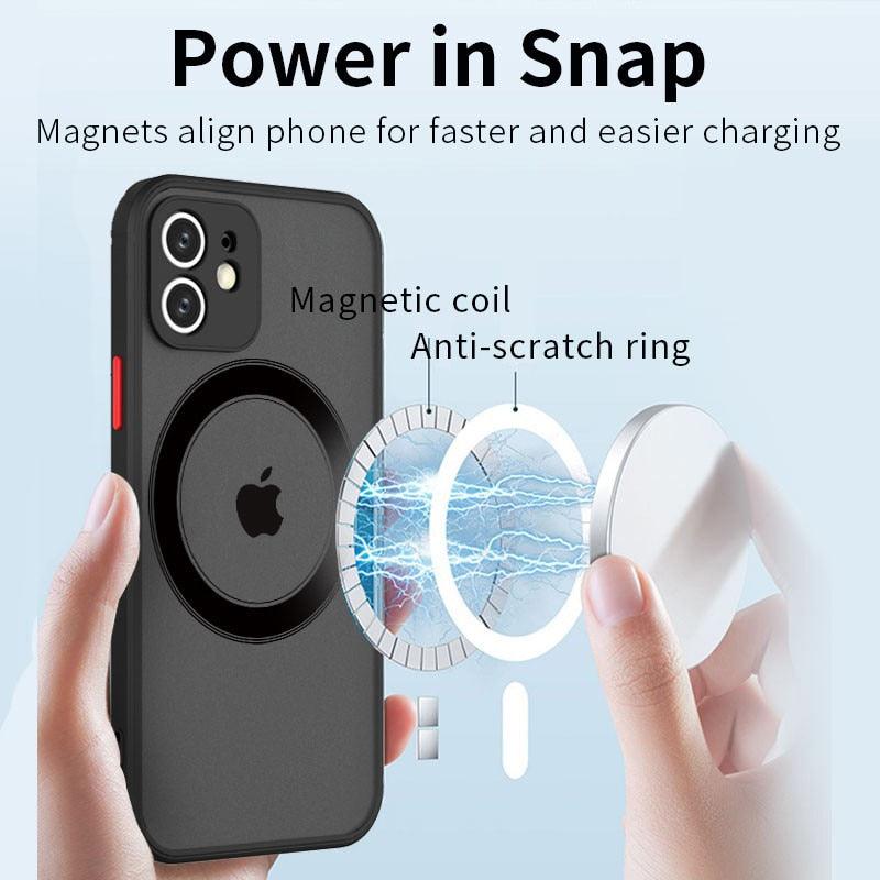 Luxury Matte Magnetic For Magsafe Wireless Charge Case For iPhone 14 13 11 12 Pro Max Mini Plus XS Max XR X Armor Cover funda - i-Phonecases.com