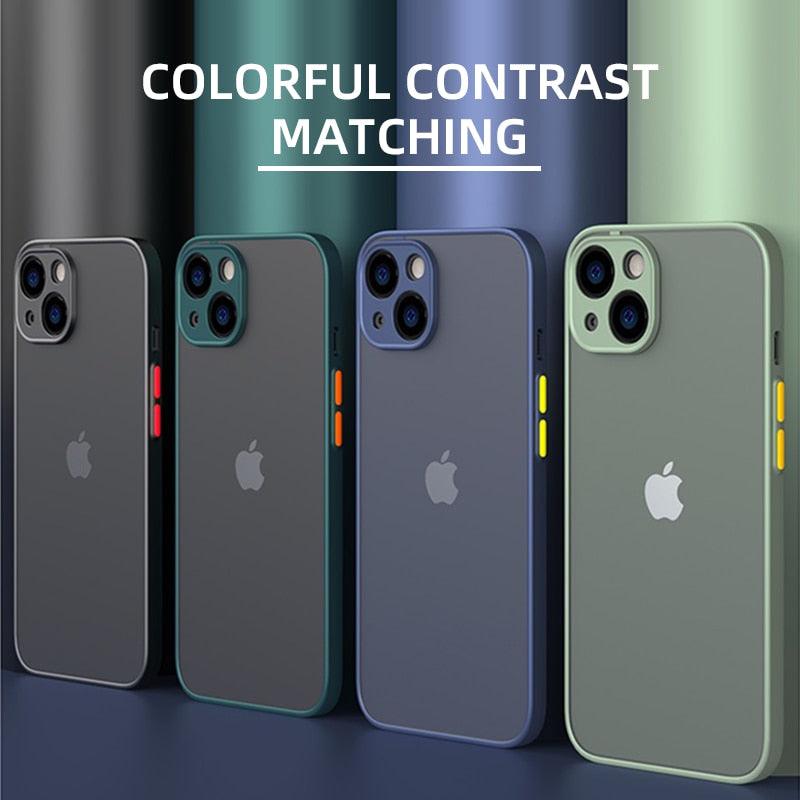 Matte Phone Case for IPhone 13 12 11 14 Pro Max Mini Luxury Soft Silicone Shockproof Case for IPhone X XS Max XR 6 7 8 Plus SE - i-Phonecases.com