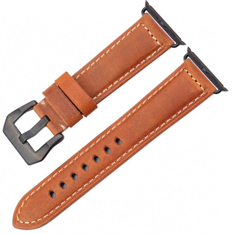 Oil Wax Genuine Leather Watchband For Apple Watch Band 38mm 40mm 41mm 42mm 44mm 45mm Cowhide Vintage Strap 7 6 5 4 3 Se Iwatch - i-Phonecases.com
