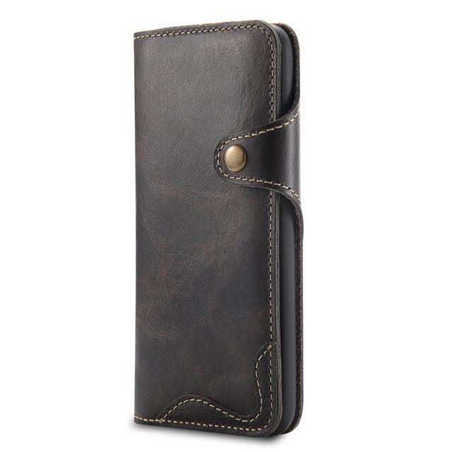 Real Leather Retro Wallet Case For Apple iPhone X Max Flip Cover Card Holder Wallet Case For iPhone XS XS iPhone XR Leather Case - i-Phonecases.com