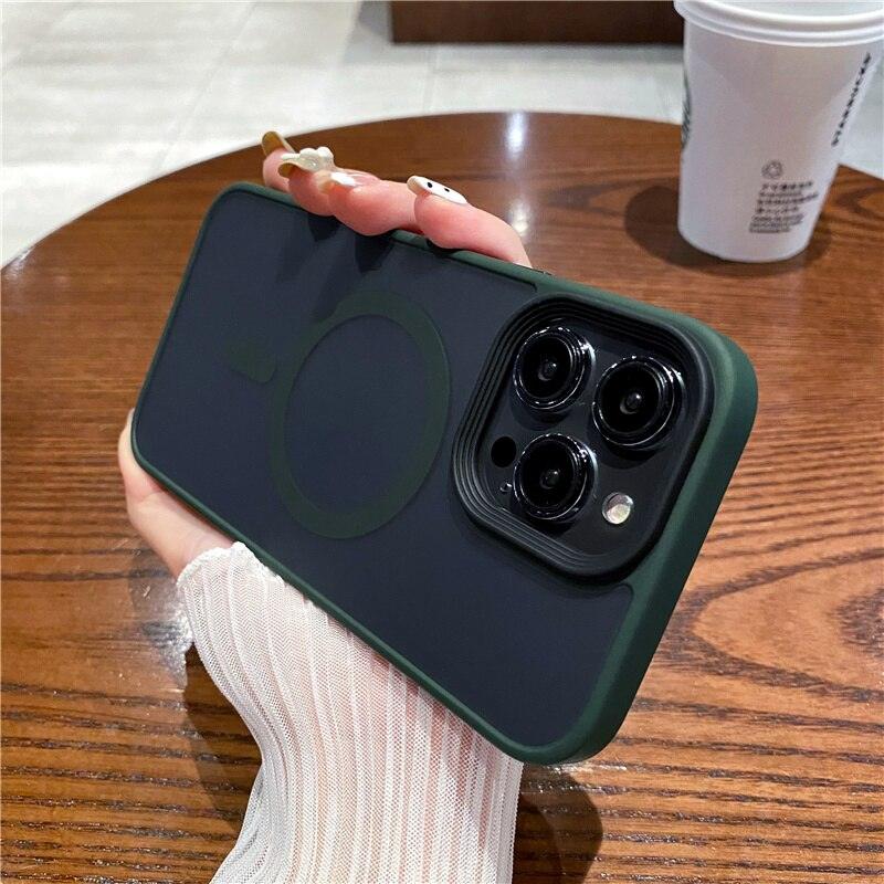 Shockproof Bumper Magnetic Charging Case For iPhone 14 Pro 13 12 Enhanced Lens Protection - i-Phonecases.com