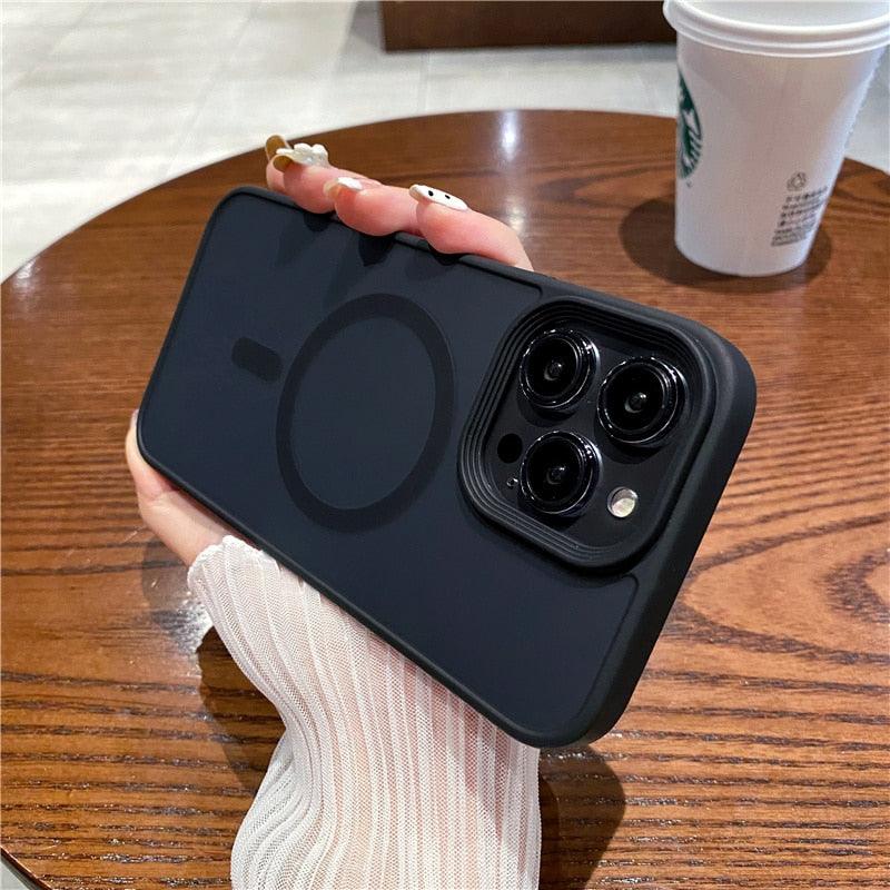 Shockproof Bumper Magnetic Charging Case For iPhone 14 Pro 13 12 Enhanced Lens Protection - i-Phonecases.com