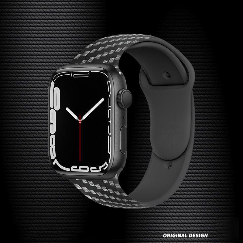 Silicon Carbon Fiber Strap For Apple Watch Ultra 49mm Series 7 41mm 45mm 6 3 SE 8 Wrist Band - i-Phonecases.com