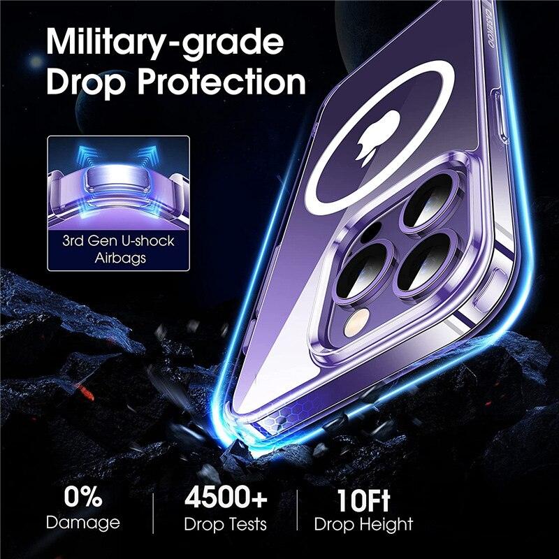 Strong Magnetic Clear for iPhone 11 12 13 14 Pro Max Mini 7 8 Plus X XR XS Max Case Compatible With MagSafe Shockproof Cover - i-Phonecases.com