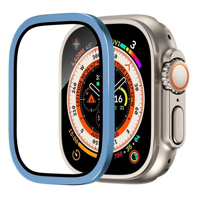 Tempered Glass Screen Protector for Apple Watch Ultra 49mm With Metal Aluminum Alloy Bumper - i-Phonecases.com