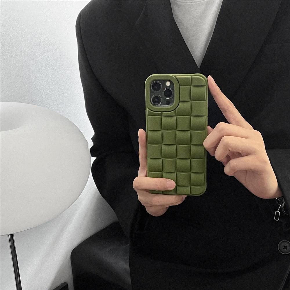 3D Cube Pattern Soft Silicone Phone Case For iPhone 13 Pro Max 14 Matte Shockproof Cover