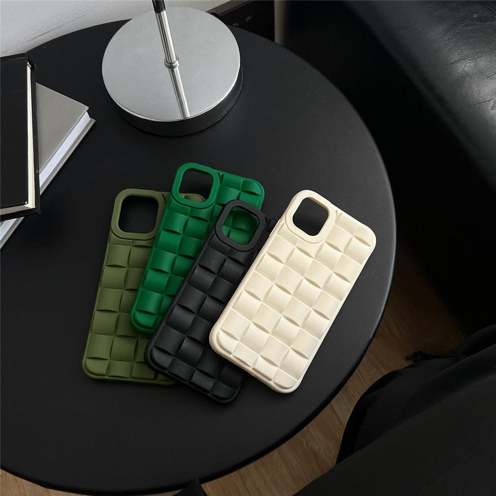 3D Cube Pattern Soft Silicone Phone Case For iPhone 13 Pro Max 14 Matte Shockproof Cover