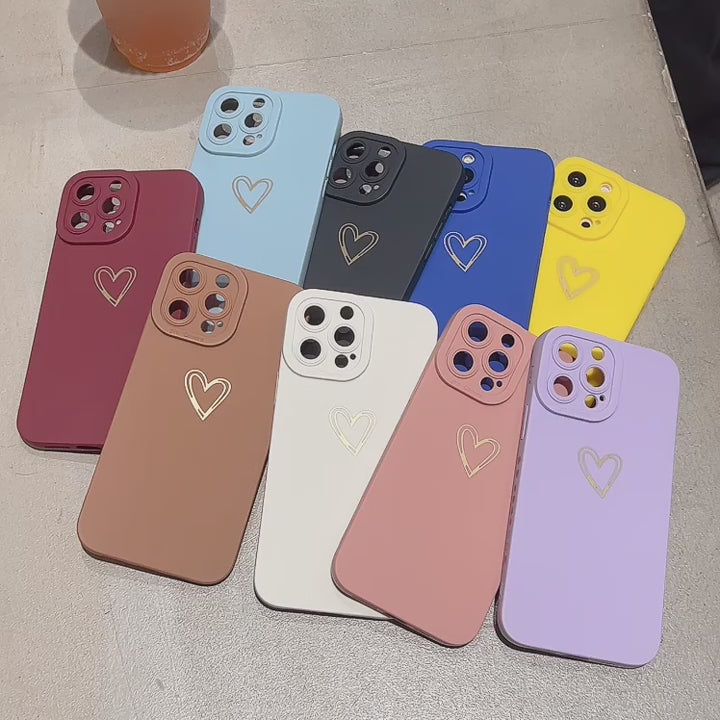 Candy Color Love Heart Case For iPhone 11 12 13 Pro Max 14 Pro SE 2020 Soft Silicone Cover