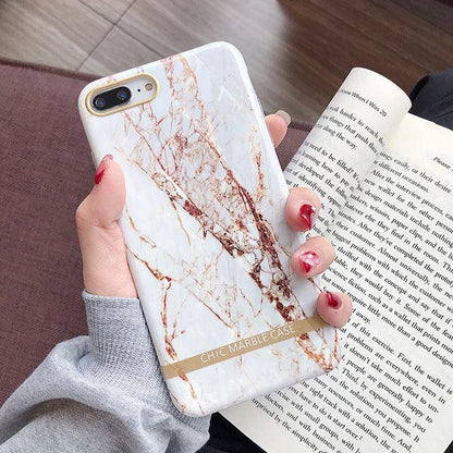 Agate Marble & Gold Phone Case For iPhone XS XR XS Max 6 6S 7 8 Plus Glossy Soft Silicon Luxury Fashion Artistic Case iPhone Fitted Case - i-Phonecases.com
