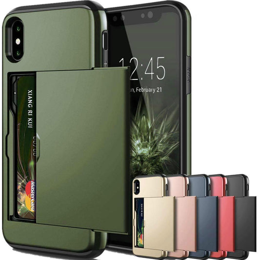 leather wallet card slot case For iPhone 11 12 13 14 15 Pro Max XR XS Max 6  7 8 Plus - Fittedcases