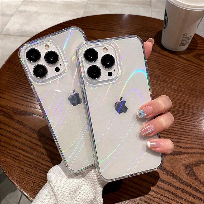 Aurora Rainbow Laser Clear Case For iPhone 14 13 12 Pro Max 11 X XS XR 8 7 Plus SE 3 2 6 6S
