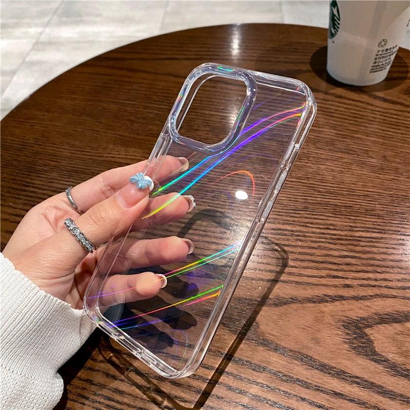 Aurora Rainbow Laser Clear Case For iPhone 14 13 12 Pro Max 11 X XS XR 8 7 Plus SE 3 2 6 6S