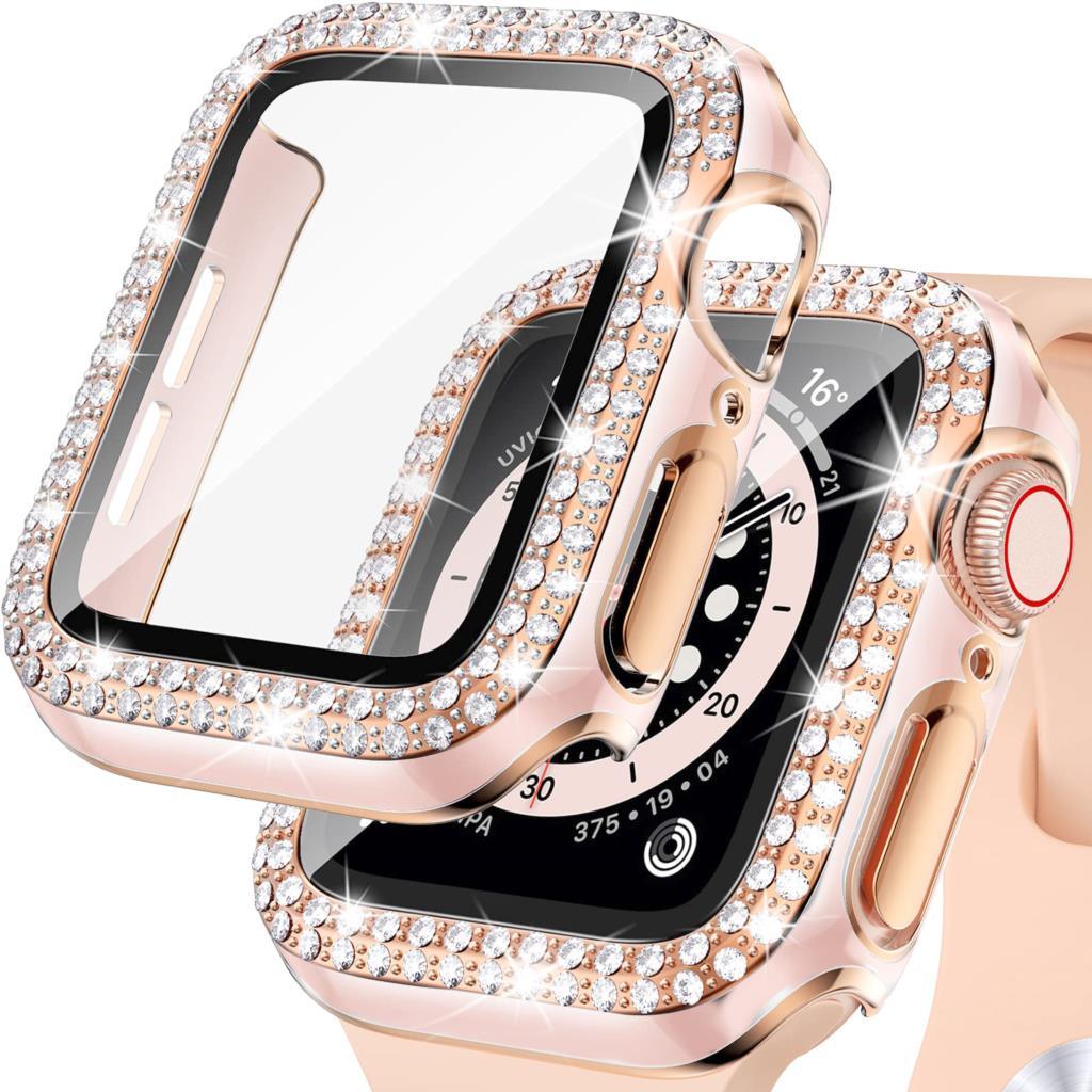 Bling Diamond Apple Watch Case For Series 3 4 5 6 SE 7 8 45/41/40/44/38/42mm +Glass