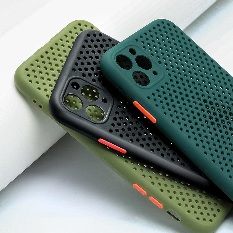 Retro Ventilated Breathable Case For iPhone 11 11Pro Max XR XS Max X 8 7 6S Plus SE 2020 11 Pro soft TPU Heat Dissipation iPhone Case - i-Phonecases.com