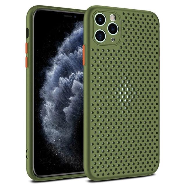 Retro Ventilated Breathable Case For iPhone 11 11Pro Max XR XS Max X 8 7 6S Plus SE 2020 11 Pro soft TPU Heat Dissipation iPhone Case - i-Phonecases.com
