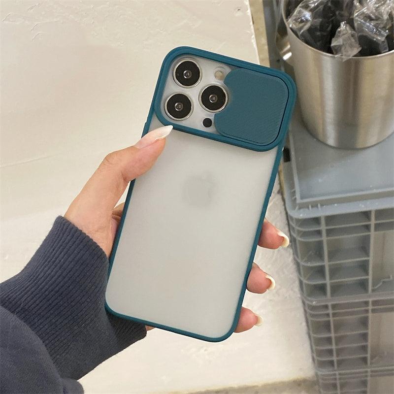 Camera Lens Slider Protector Transparent Matte Shockproof Case For iPhone 14 13 12 mini SE - i-Phonecases.com