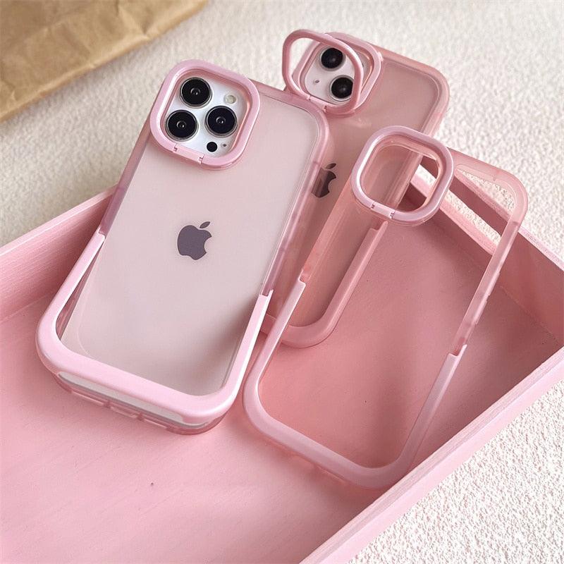 Candy Color Dual Flip Stand Phone Case For iPhone 14 13 12 Pro Max 11 X XS XR Soft Cover