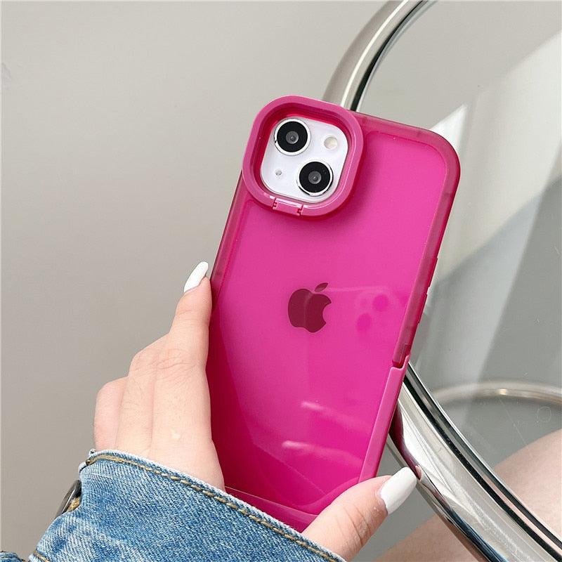 Candy Color Dual Flip Stand Phone Case For iPhone 14 13 12 Pro Max 11 X XS XR Soft Cover