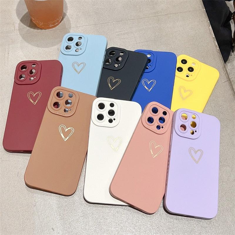 Candy Color Love Heart Case For iPhone 11 Pro Max X XR XS Max 7 8 Plus Silicone Back Cover
