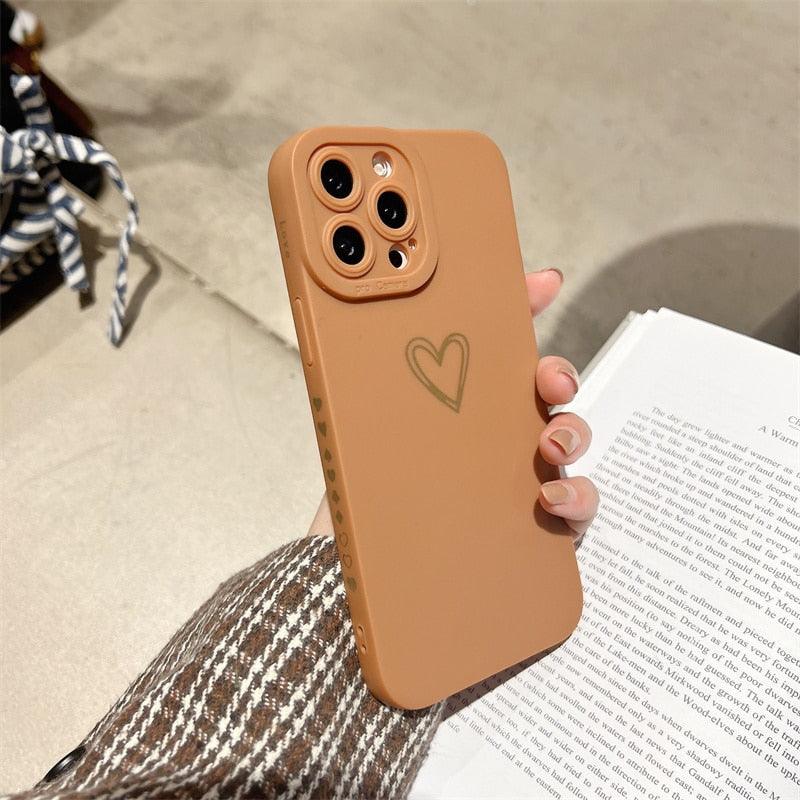 Candy Color Love Heart Case For iPhone 11 12 13 Pro Max 14 Pro SE 2020 Soft Silicone Cover