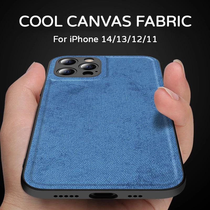 Canvas Fabric Shockproof Soft TPU Magnetic Phone Case For iPhone 14 Pro MAX Plus 13 12 11 - i-Phonecases.com