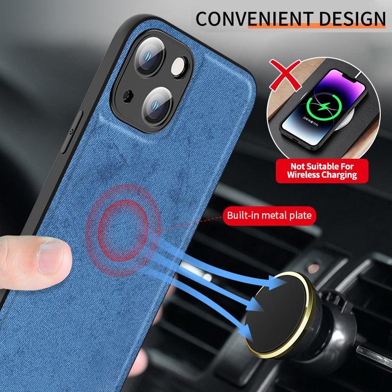 Canvas Fabric Shockproof Soft TPU Magnetic Phone Case For iPhone 14 Pro MAX Plus 13 12 11Canvas Fabric Shockproof Soft TPU Magnetic Phone Case For iPhone 14 Pro MAX Plus 13 12 11