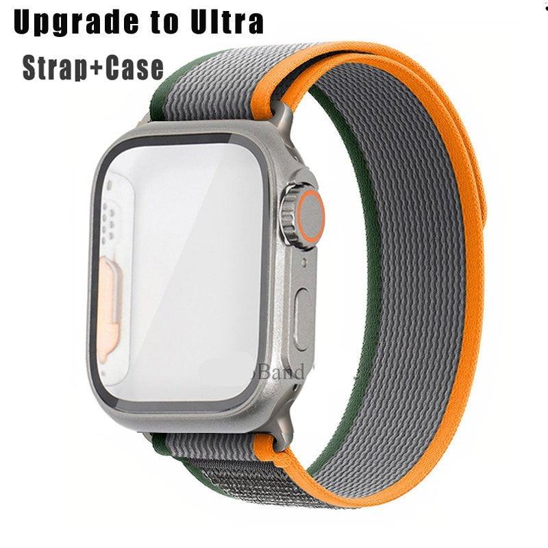 Change To Ultra! Case & Strap for Apple Watch 8 7 6 SE 5 4 44mm 45mm For Ultra Appearance