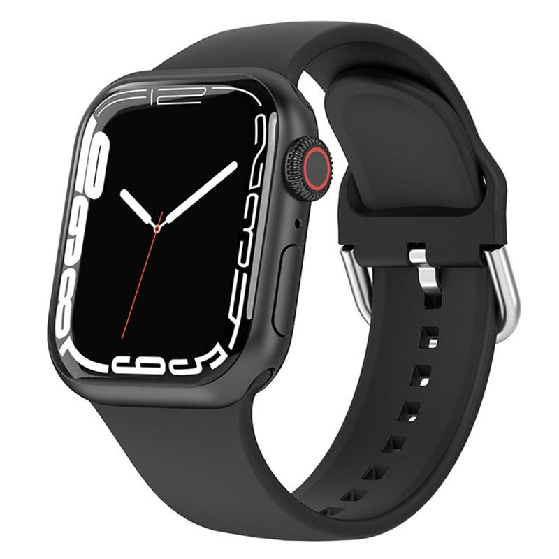 Minimalist Classic Buckle Silicon Strap For Apple Watch Series 6 5 3 SE 7 8 Ultra Wrist Band