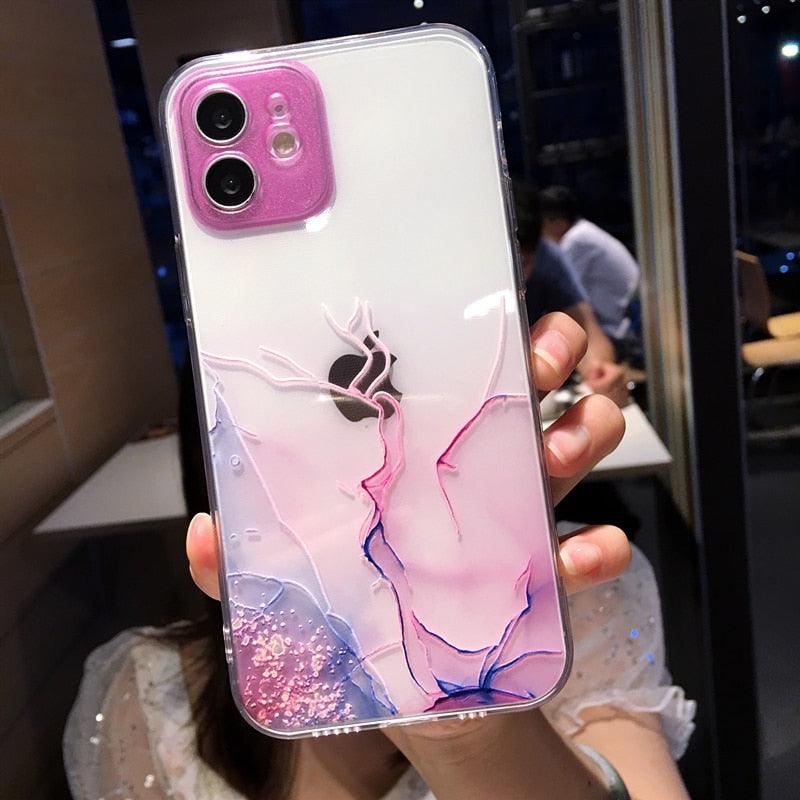 Colorful Liquid Marble Case For iPhone 12 Mini 11 X XR XS 7 8 Plus Soft Shockproof Cover - i-Phonecases.com
