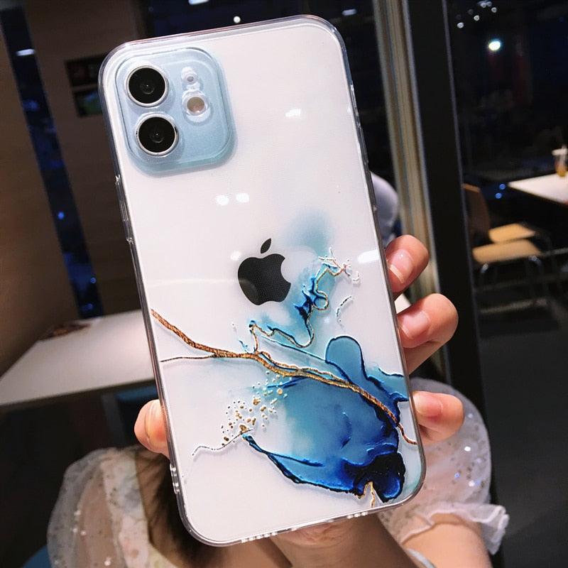 Colorful Liquid Marble Case For iPhone 12 Mini 11 X XR XS 7 8 Plus Soft Shockproof Cover - i-Phonecases.com