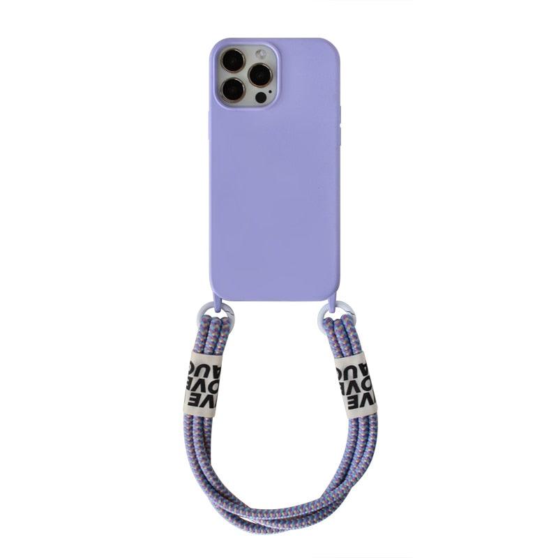 Crossbody Fashion Lanyard Phone Case For iPhone 13 Pro Max mini 14 Plus Silicone Cover