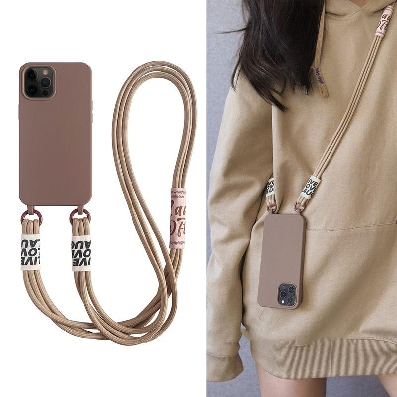 Crossbody Couture Fashion Lanyard Case For iPhone XS XR X 8 7 Plus SE3 Silicone Cover