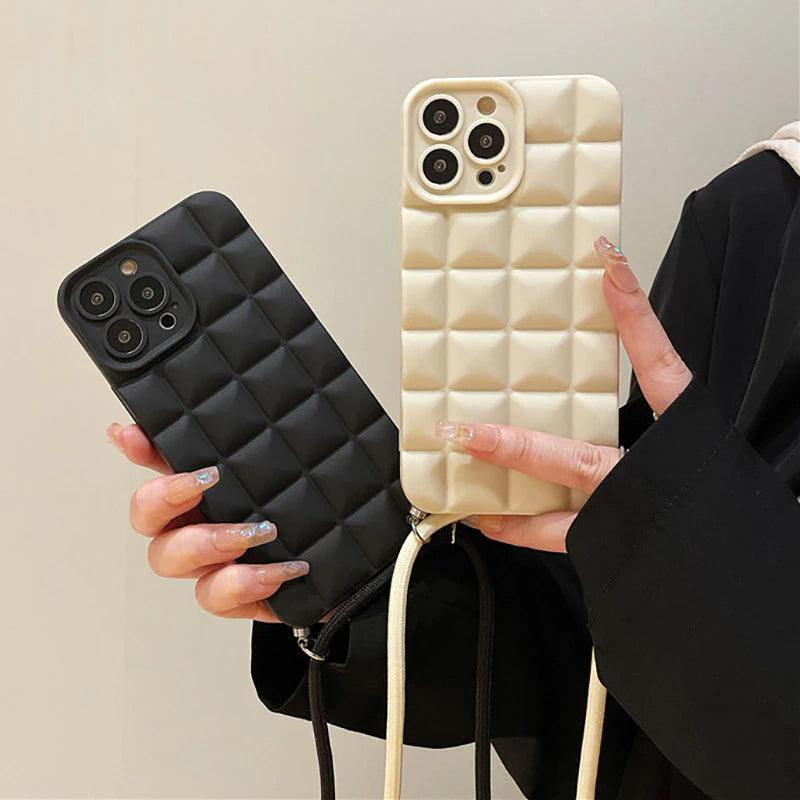 Cute 3d Matrix Crossbody Fashion Lanyard Soft Case For iPhone 14 13 12 11 X S XR 7 8 SE