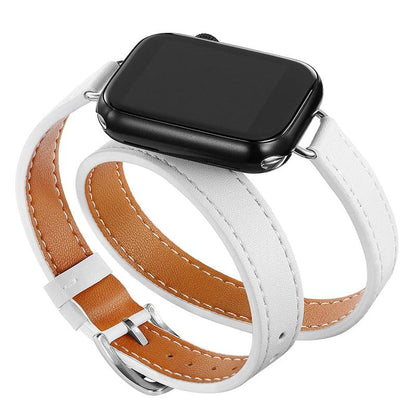 SPECIFICATIONS  Double Band Leather Strap For Apple Watch 8 7 6 SE 5 4 3 2 Ultra 49/45/42/44/38/40/41mm  Item Type: Leather Watchband For Apple Watch   Band Material Type: Leather  Band Length: 22cm