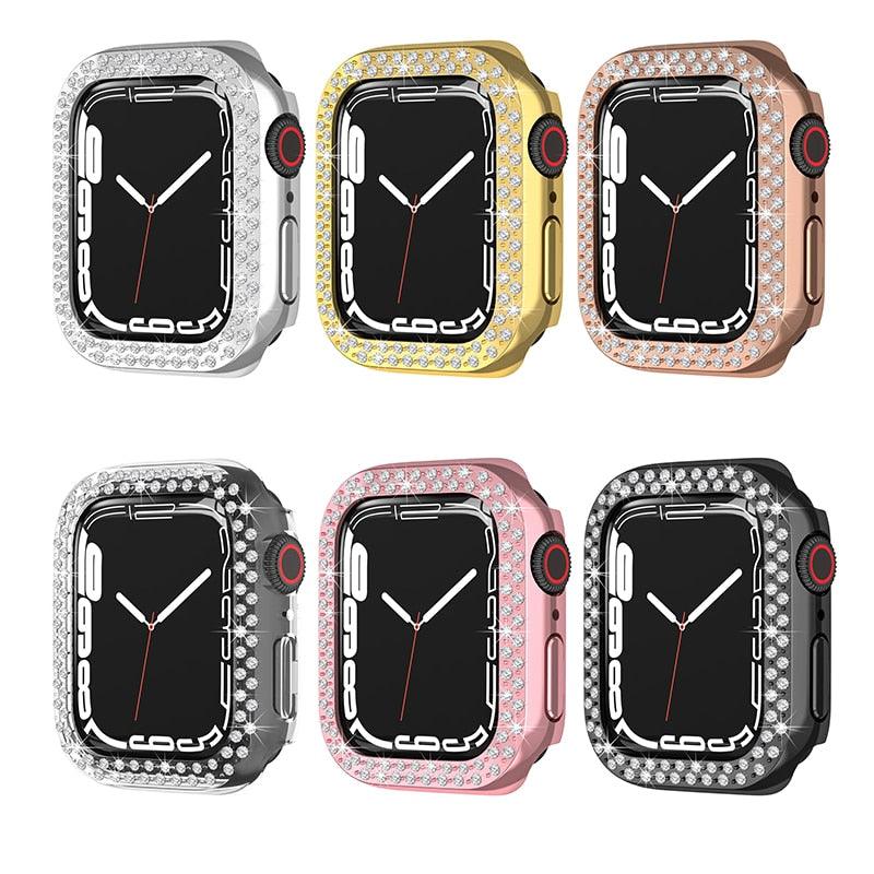 Double Diamond Protective Bling Cover For Apple Watch Series Ultra 8 7 6 8 49/45/41/44mm
