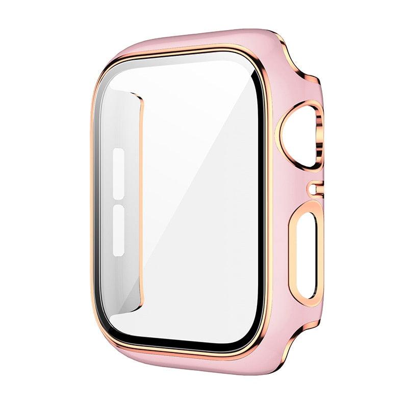 Two Tone Electroplated Case With Integral Tempered Glass For Apple Watch 8 7 6 SE 5 4 3