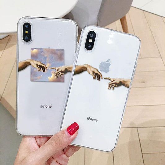 The Creation Of Adam Michelangelo Phone Case For iPhone 11 XS MAX XR 6 6s 5s se 7 8 Plus Transparent TPU Modern Retro Art Phone Case